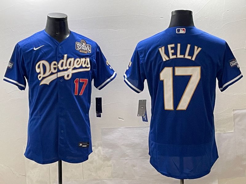 Men Los Angeles Dodgers #17 Kelly Blue Gold Elite 2025 Nike MLB Jersey style 7